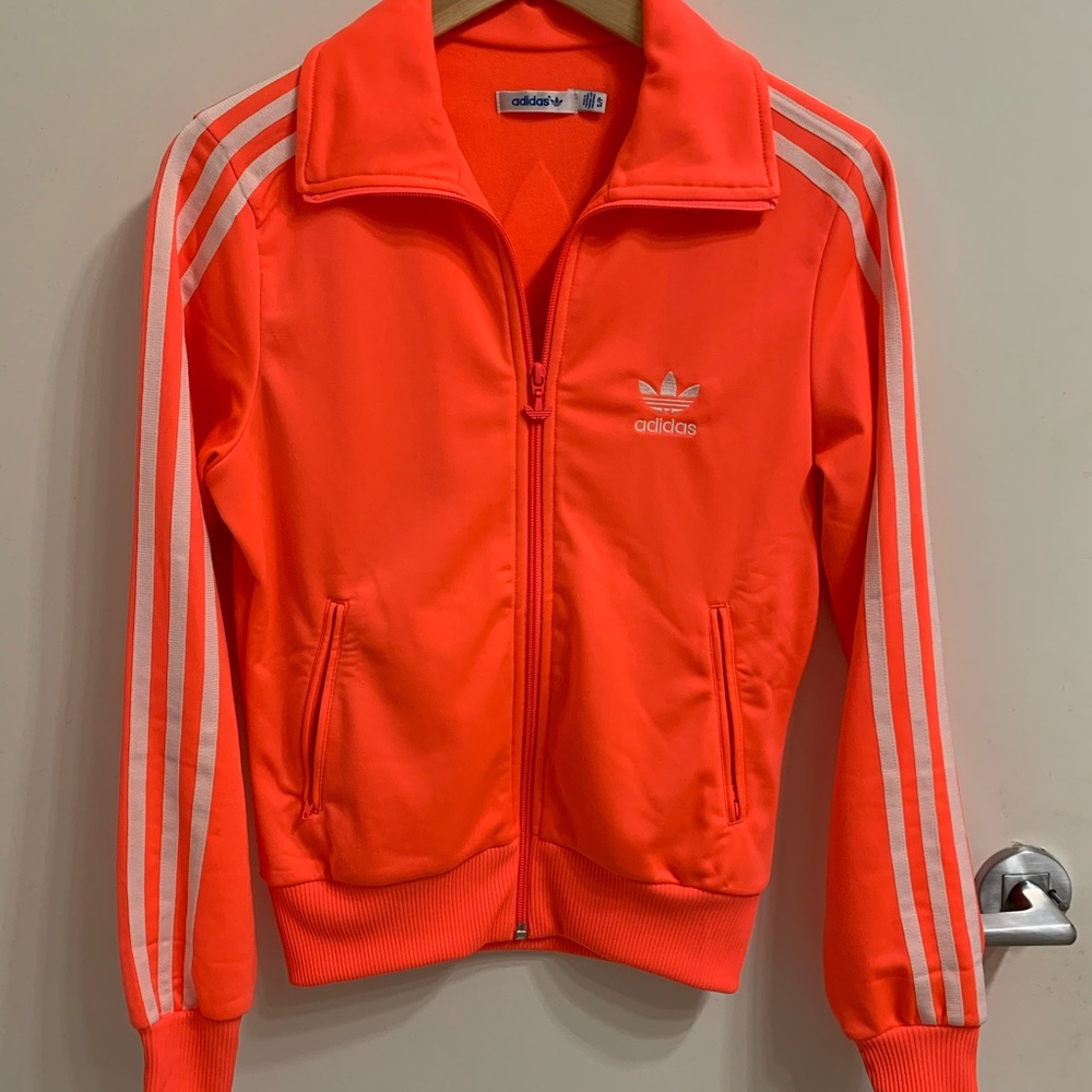 Limited edition neon coral adidas sports jacket